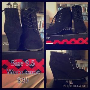 Black Wedge Booties